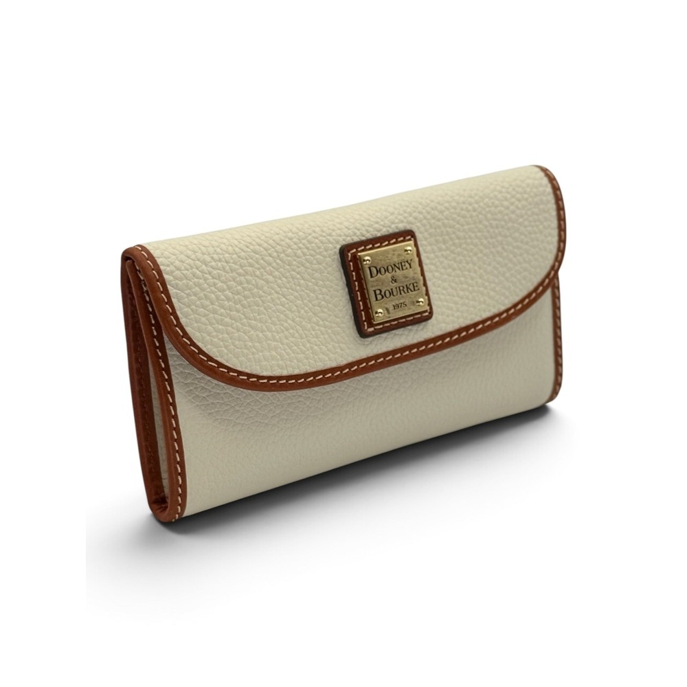 Dooney & Bourke White Pebble Grain Continental Leather Clutch Trifold Wallet